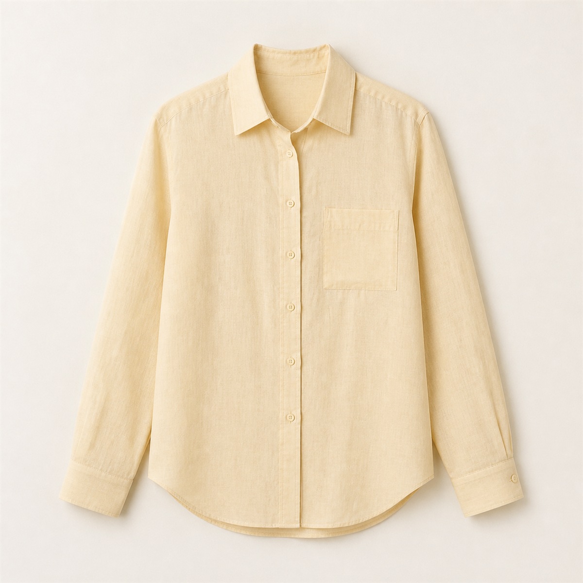 Chemise femme en lin jaune pastel - vue de face