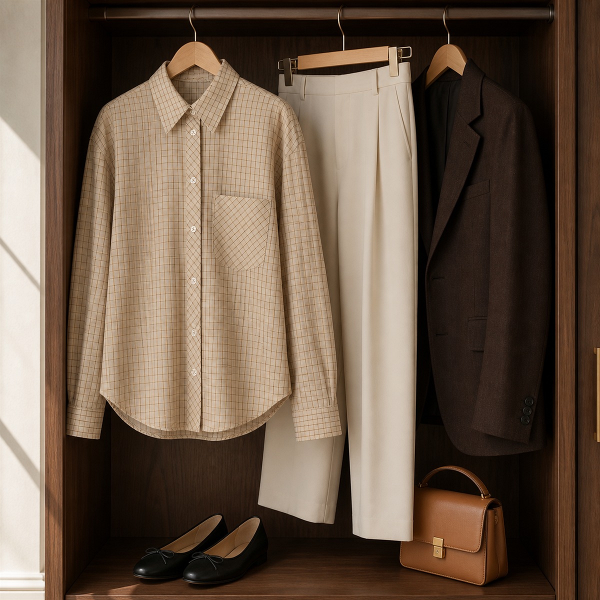 Tenue de bureau coordonnée autour de la chemise en coton