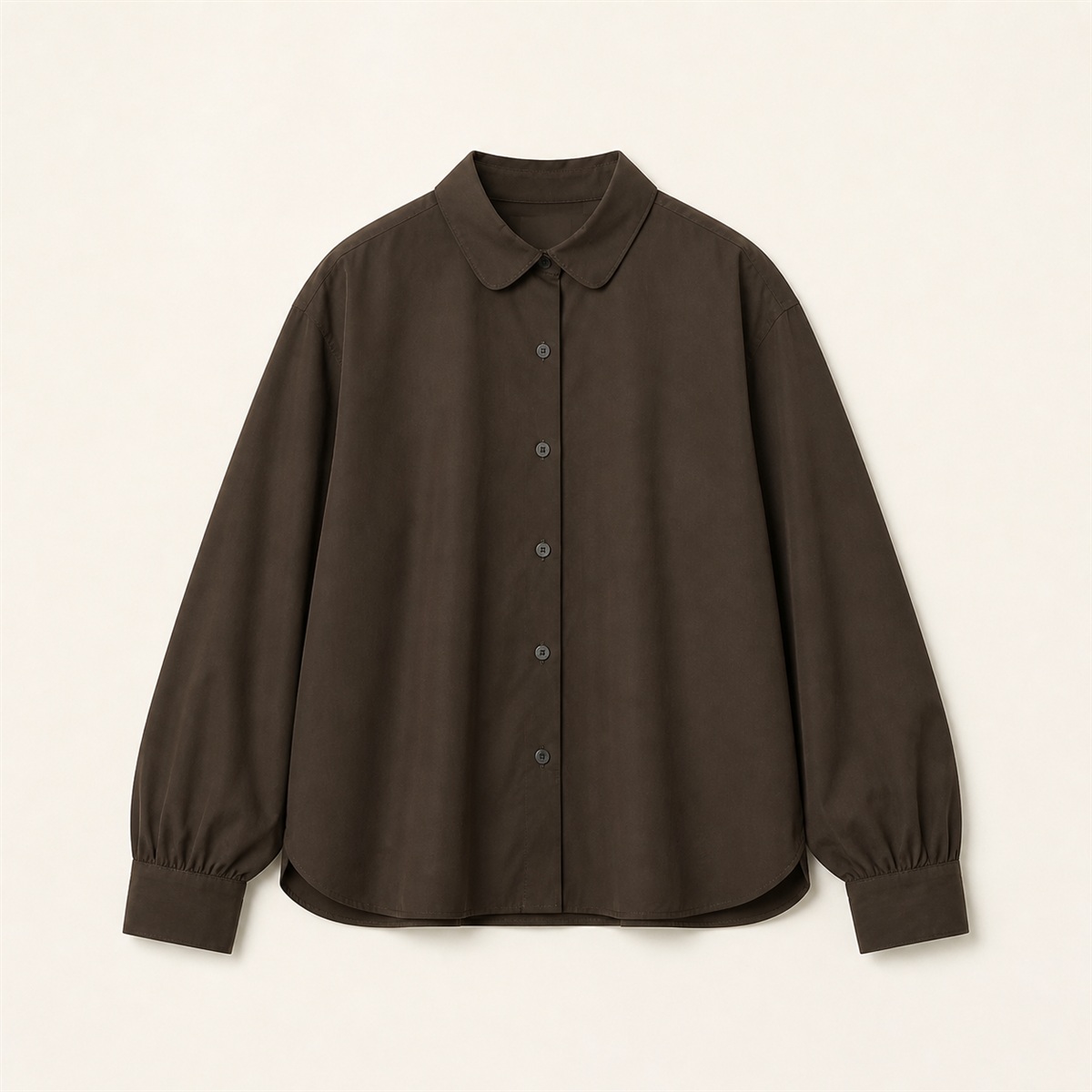 Chemise femme marron foncé oversize en coton - vue de face