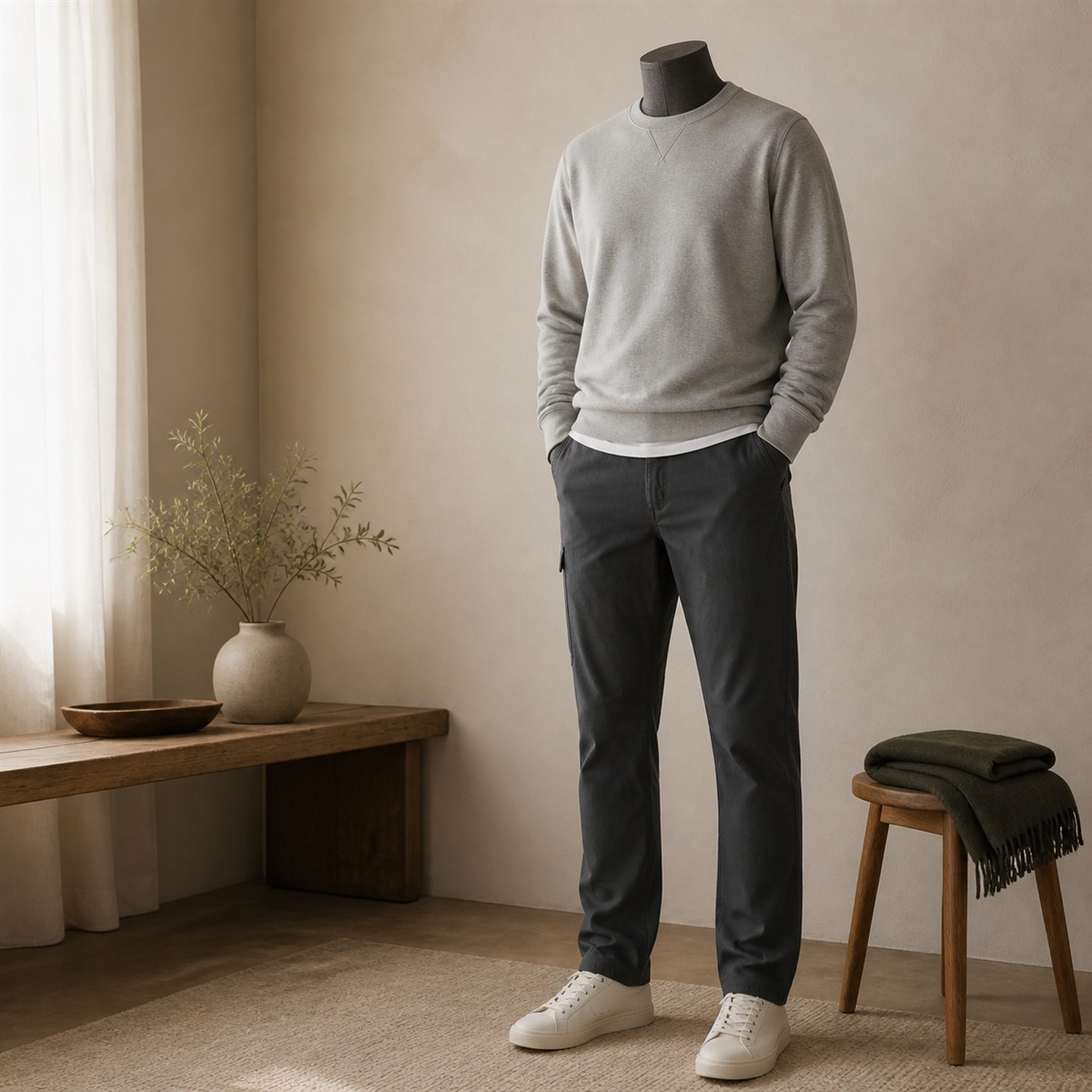 Tenue décontractée avec pantalon gris carbone