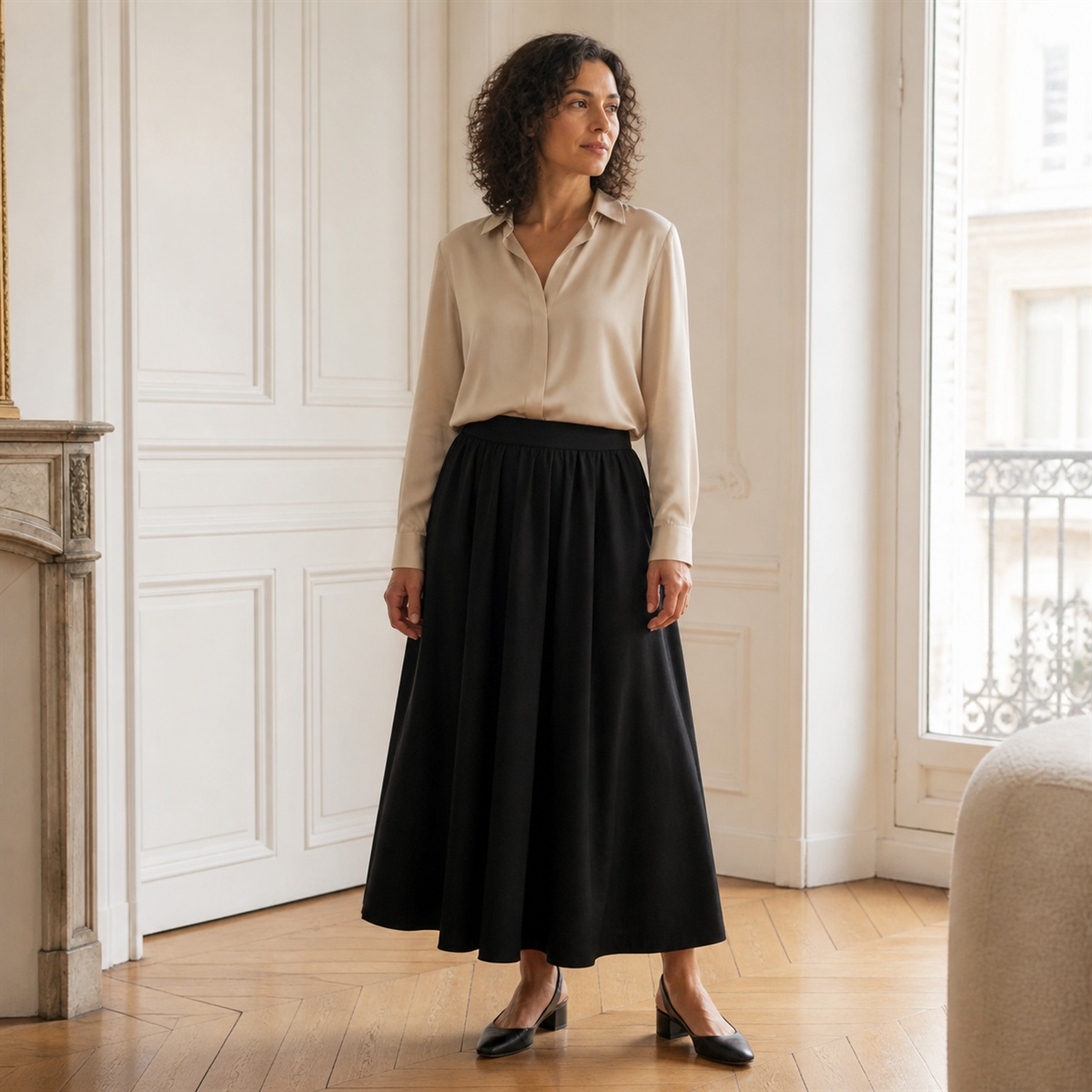 Tenue élégante avec jupe longue noire