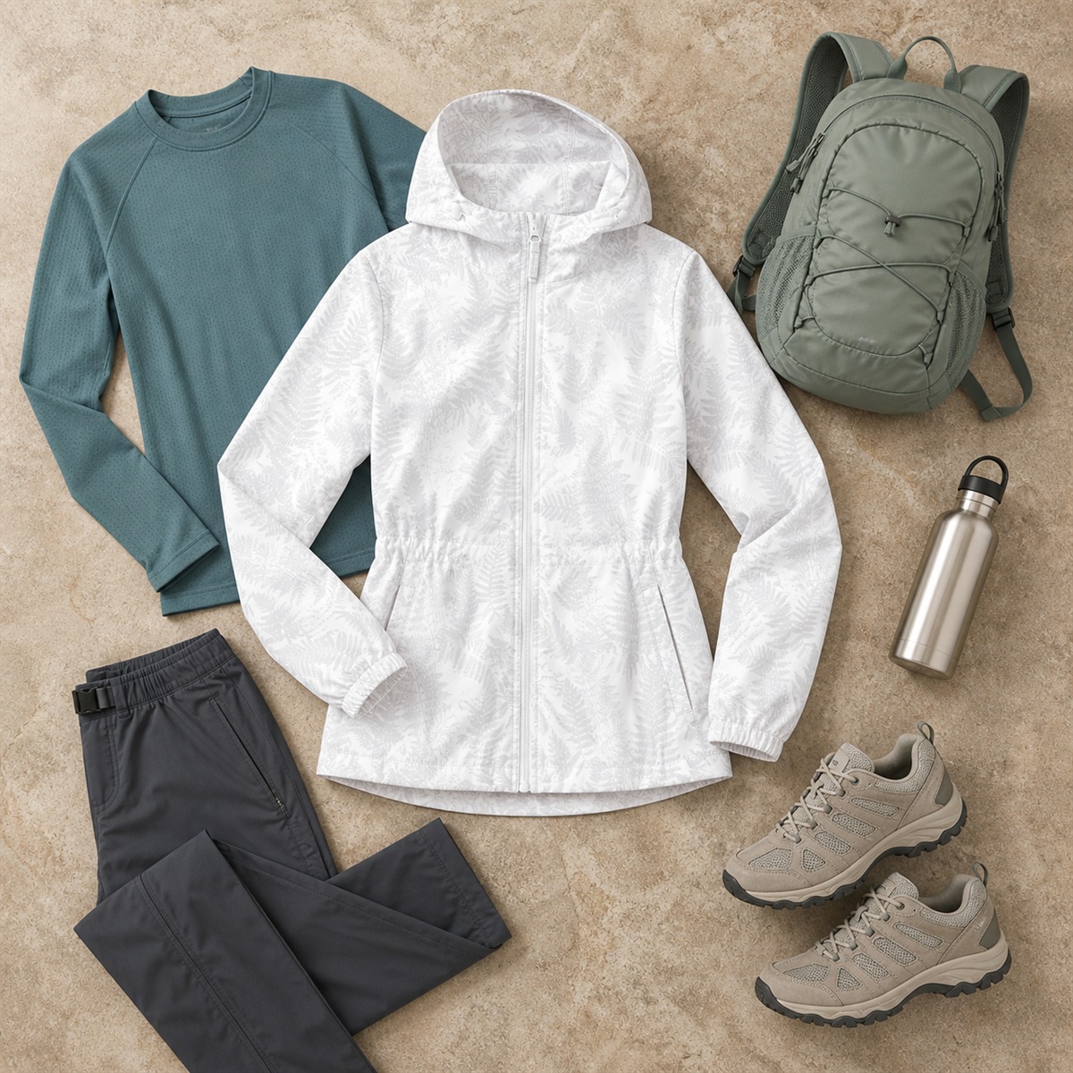 Tenue de randonnée légère autour de la veste Raincut