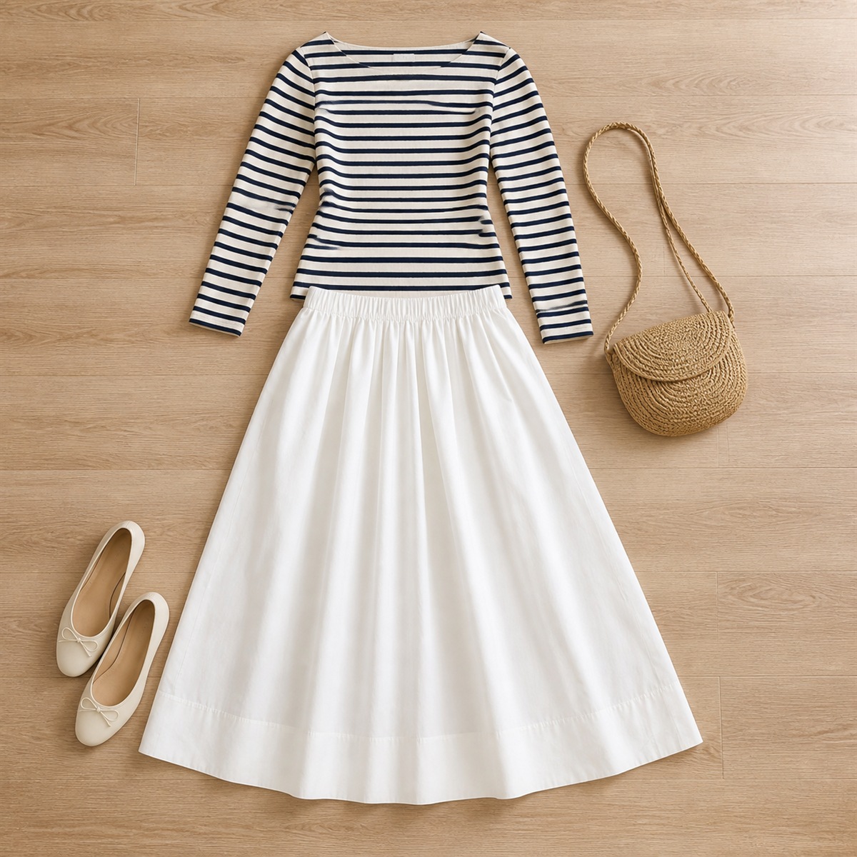 Tenue décontractée avec jupe longue blanche