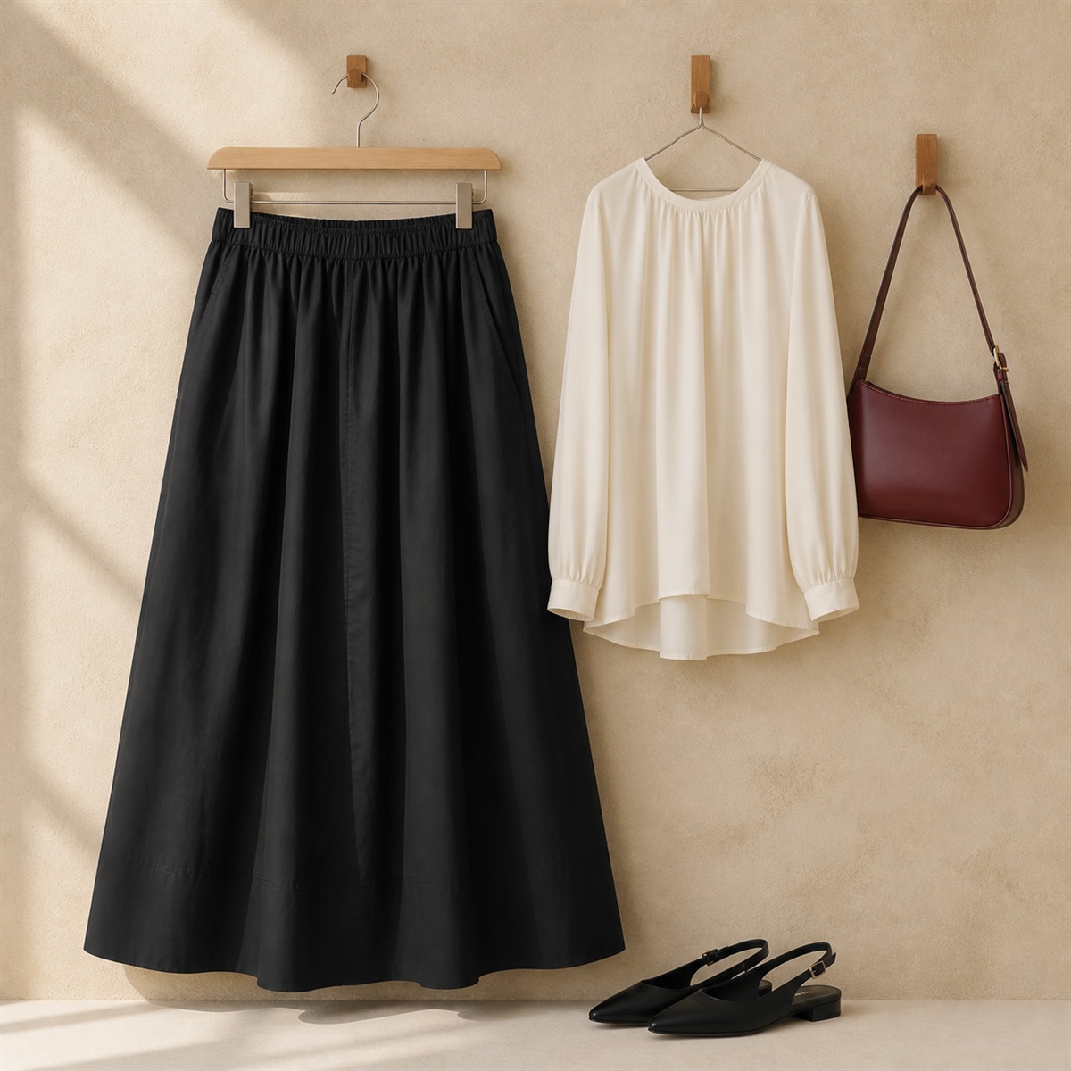 Tenue habillée avec jupe longue noire