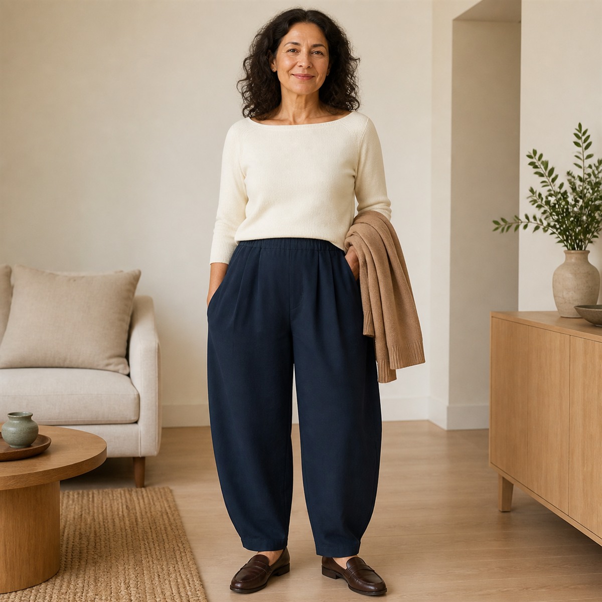 Tenue structurée avec pantalon Barrel bleu marine