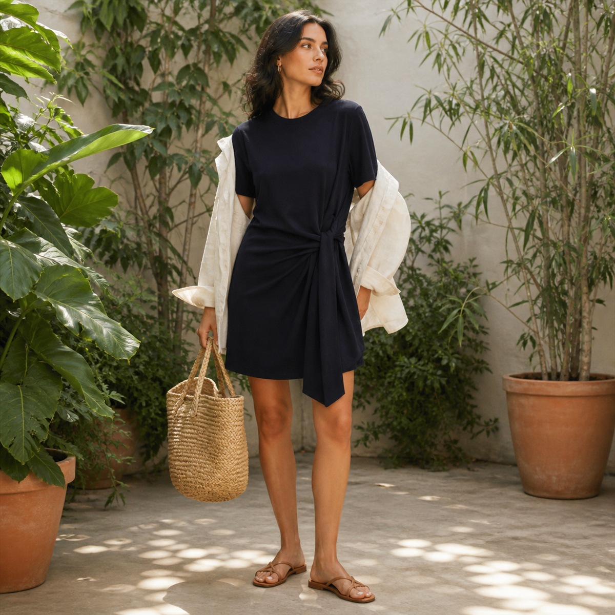 Tenue décontractée avec robe à nœud latéral