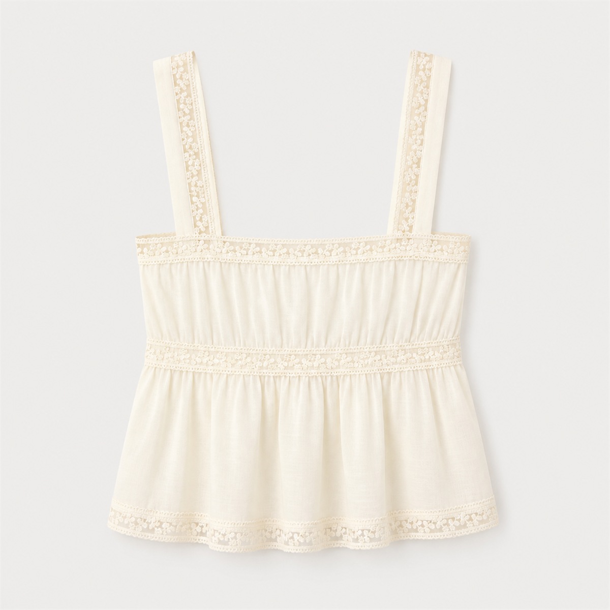 Top écru en coton et dentelle — vue de dos