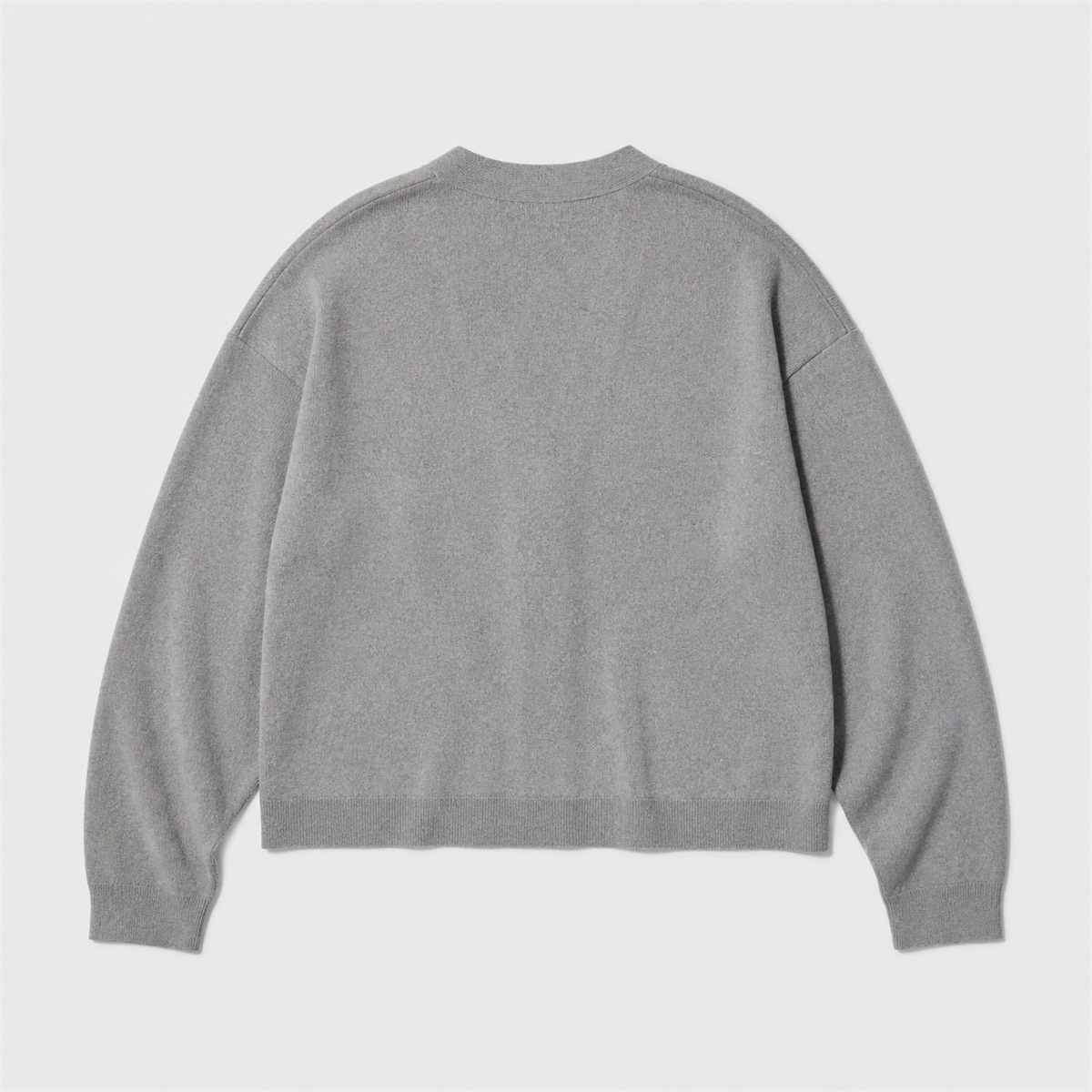 Cardigan gris en coton doux à col V — vue de face