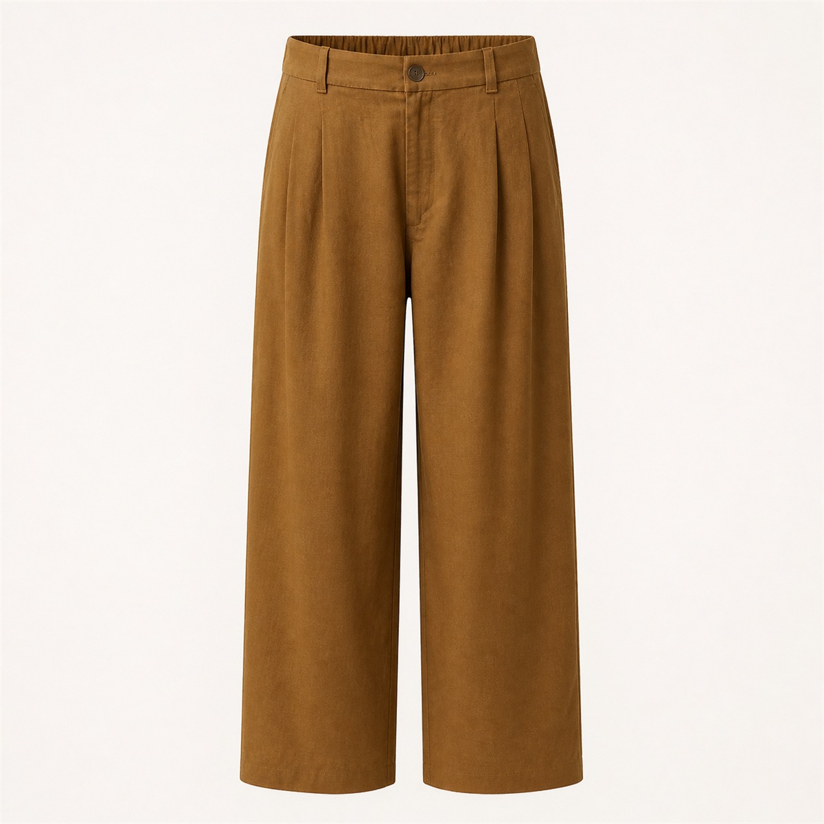 Pantalon marron en lin mélangé — vue de face