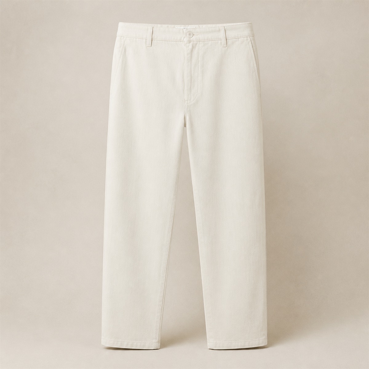 Pantalon écru regular-fit en coton et lin — vue de face
