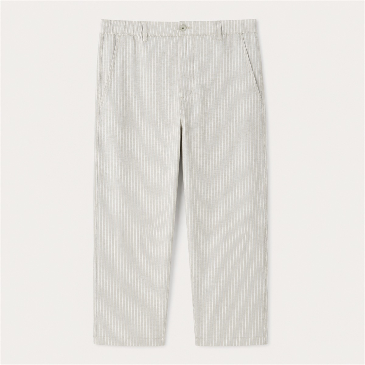 Pantalon homme rayé en lin et coton Green Light Ray — vue de face