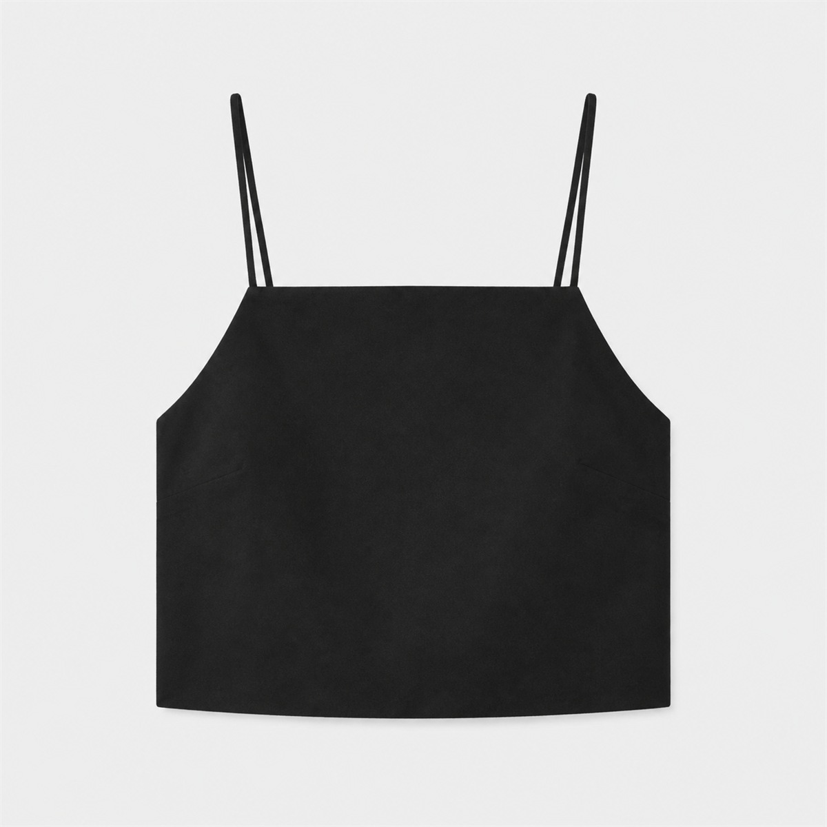 Crop top noir en coton à col carré — vue de face
