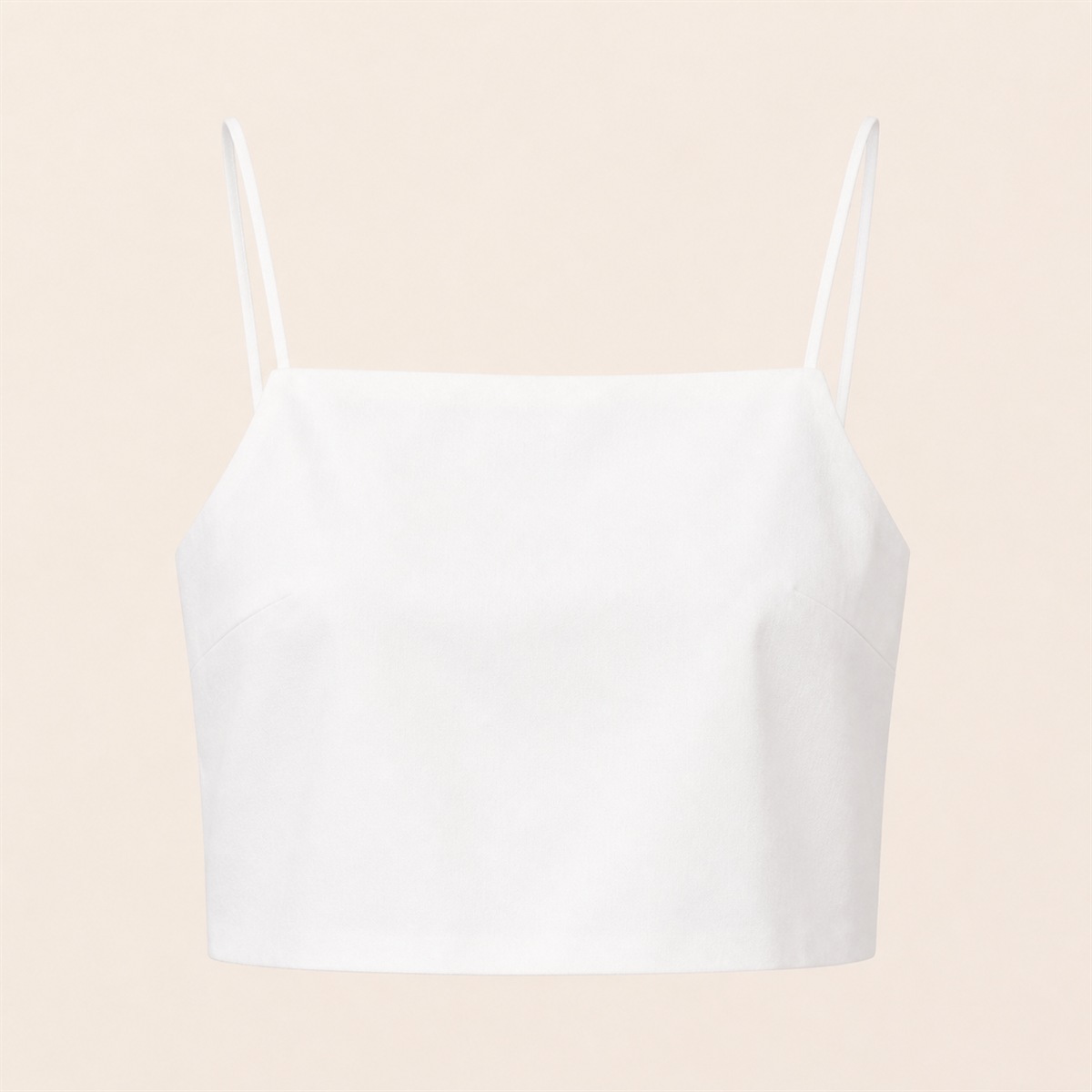 Crop top blanc en coton à col carré — vue de face