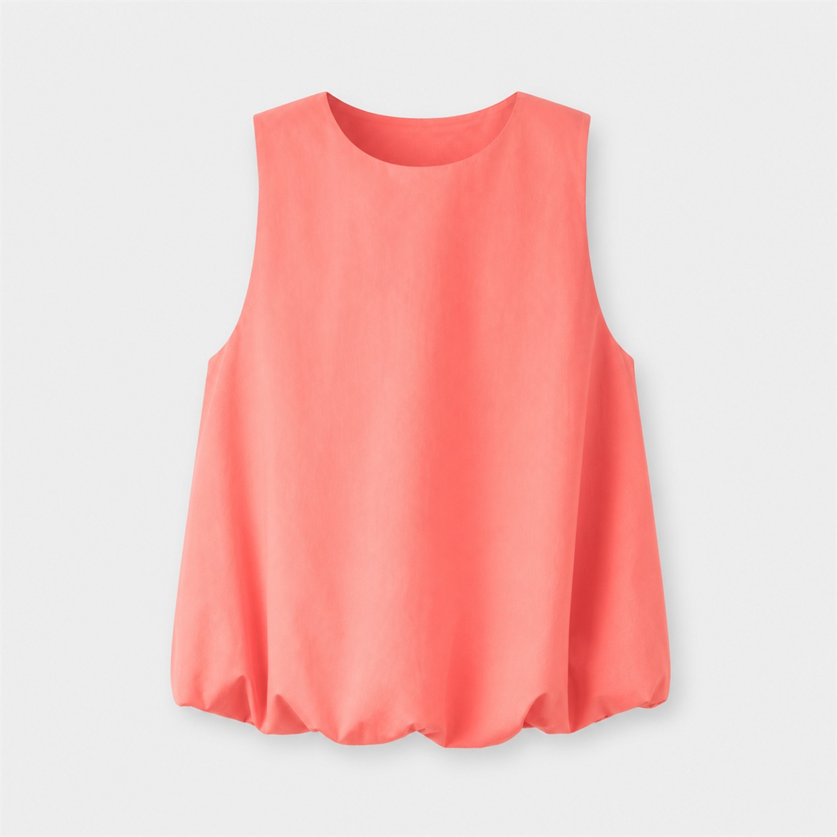 Blouse crop corail évasée à bas ballon — vue de face