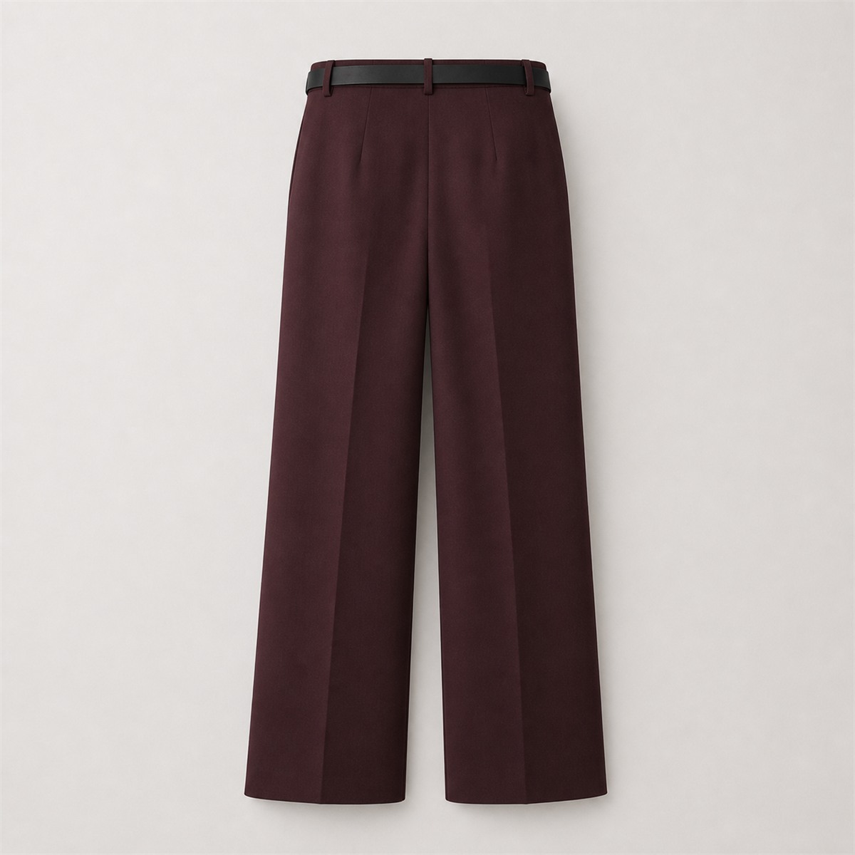 Pantalon droit lie-de-vin avec ceinture — vue de dos
