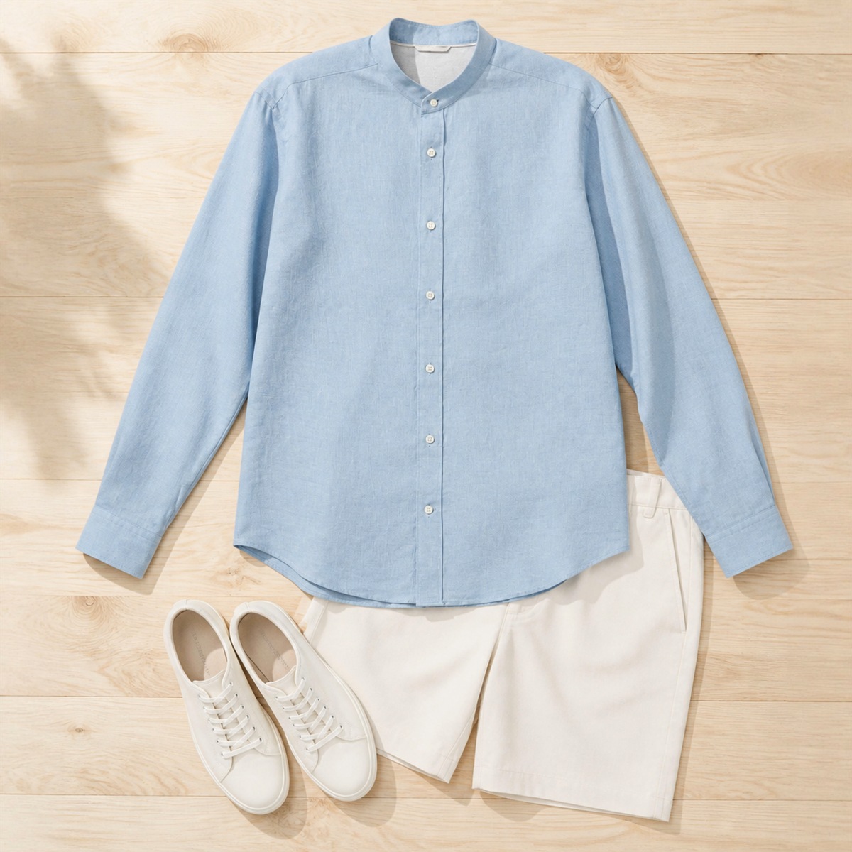 Tenue estivale avec chemise en lin et bermuda sobre