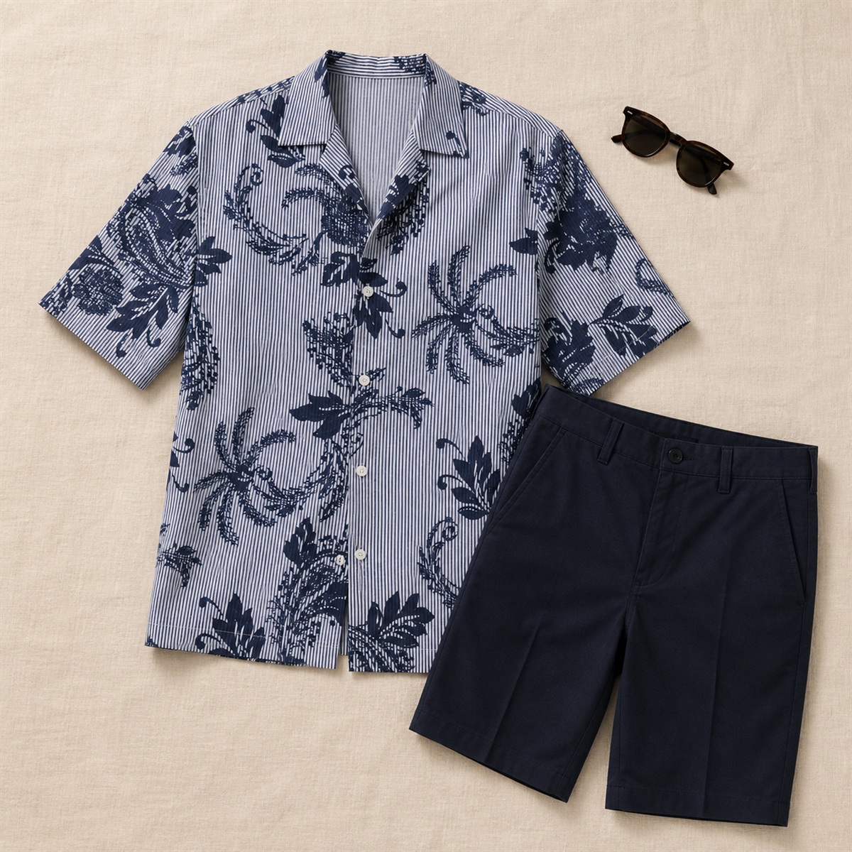 Tenue décontractée avec chemise imprimée et bermuda
