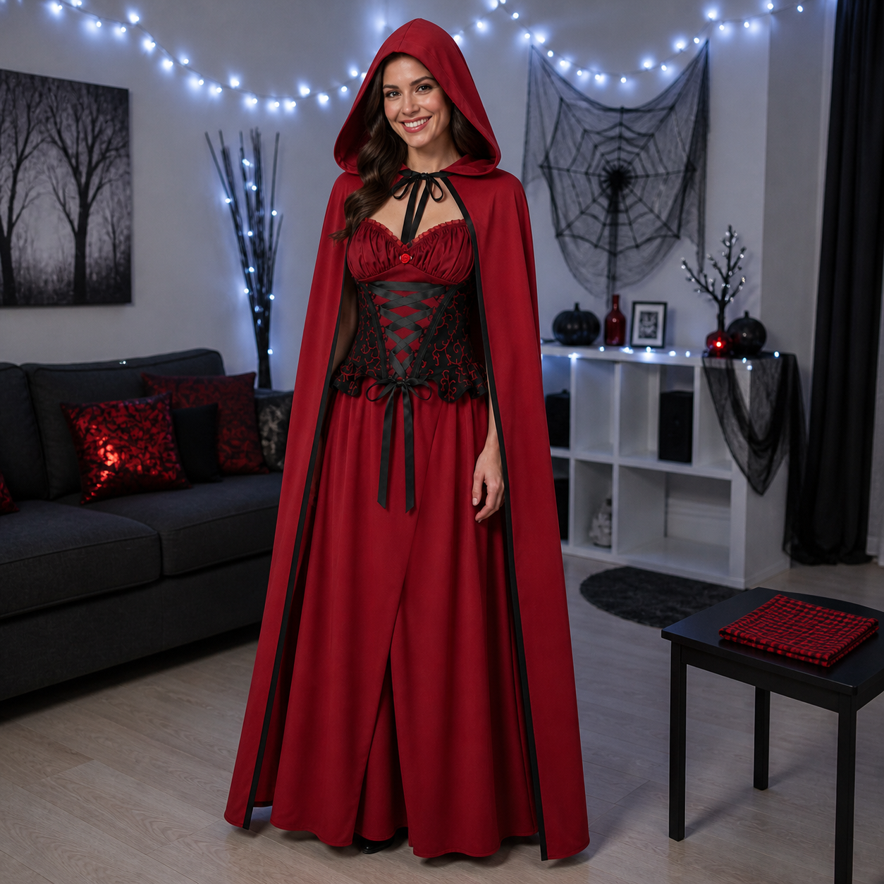✨ Spécial nuit d'épouvante | Costume de Petit Chaperon rouge foncé pour femme