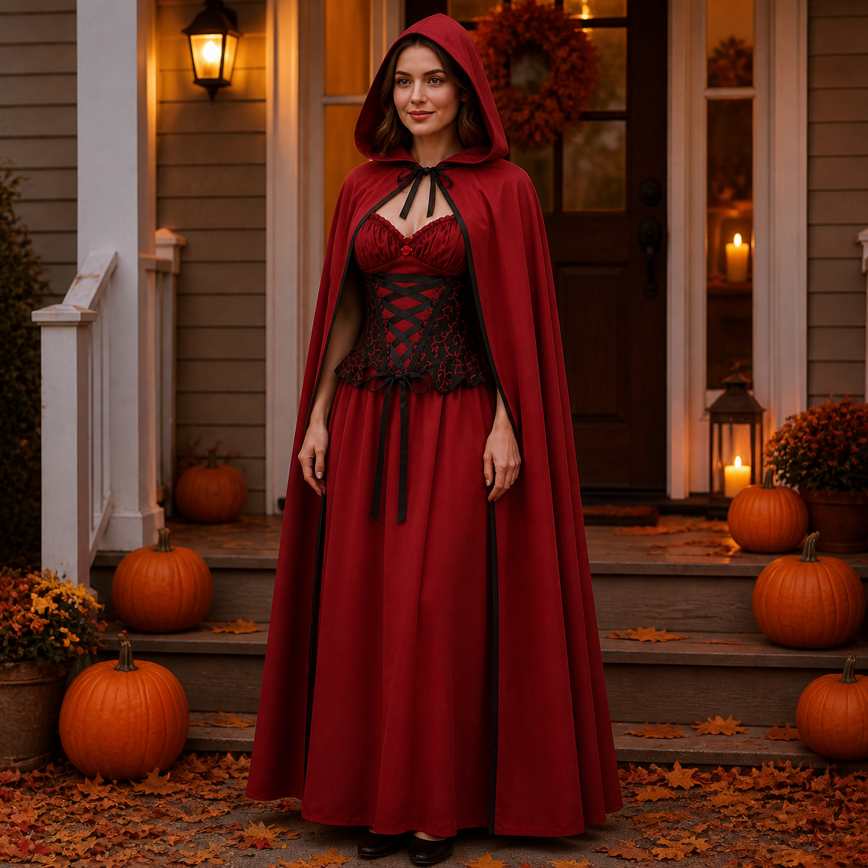 ✨ Spécial nuit d'épouvante | Costume de Petit Chaperon rouge foncé pour femme