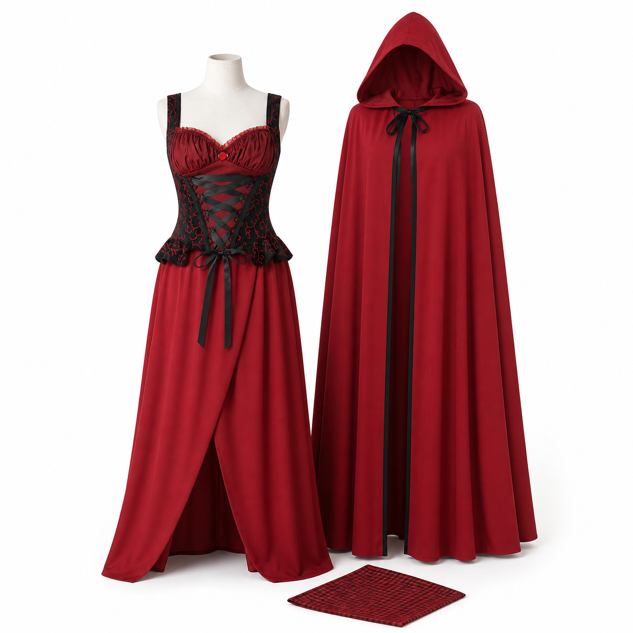 ✨ Spécial nuit d'épouvante | Costume de Petit Chaperon rouge foncé pour femme