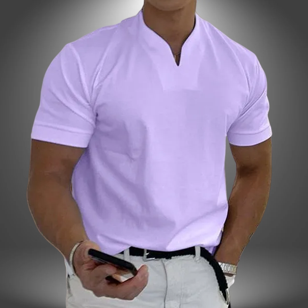 T-shirt homme à col tunisien — violet