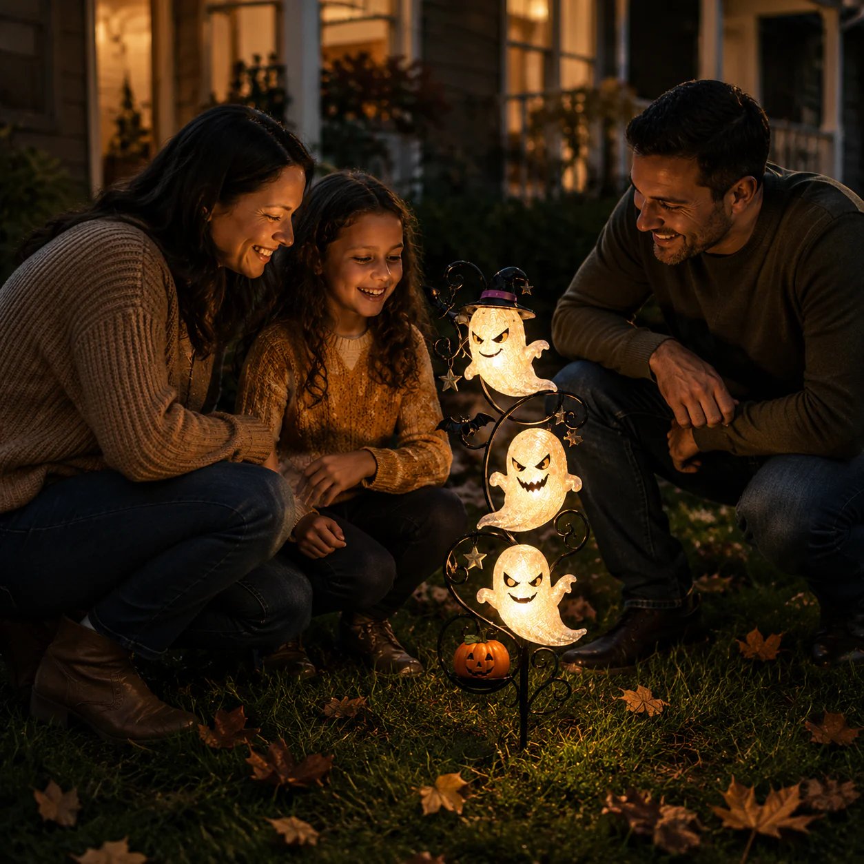 🎃 Piquet de jardin solaire avec d’adorables fantômes 👻 – La décoration extérieure parfaite pour Halloween