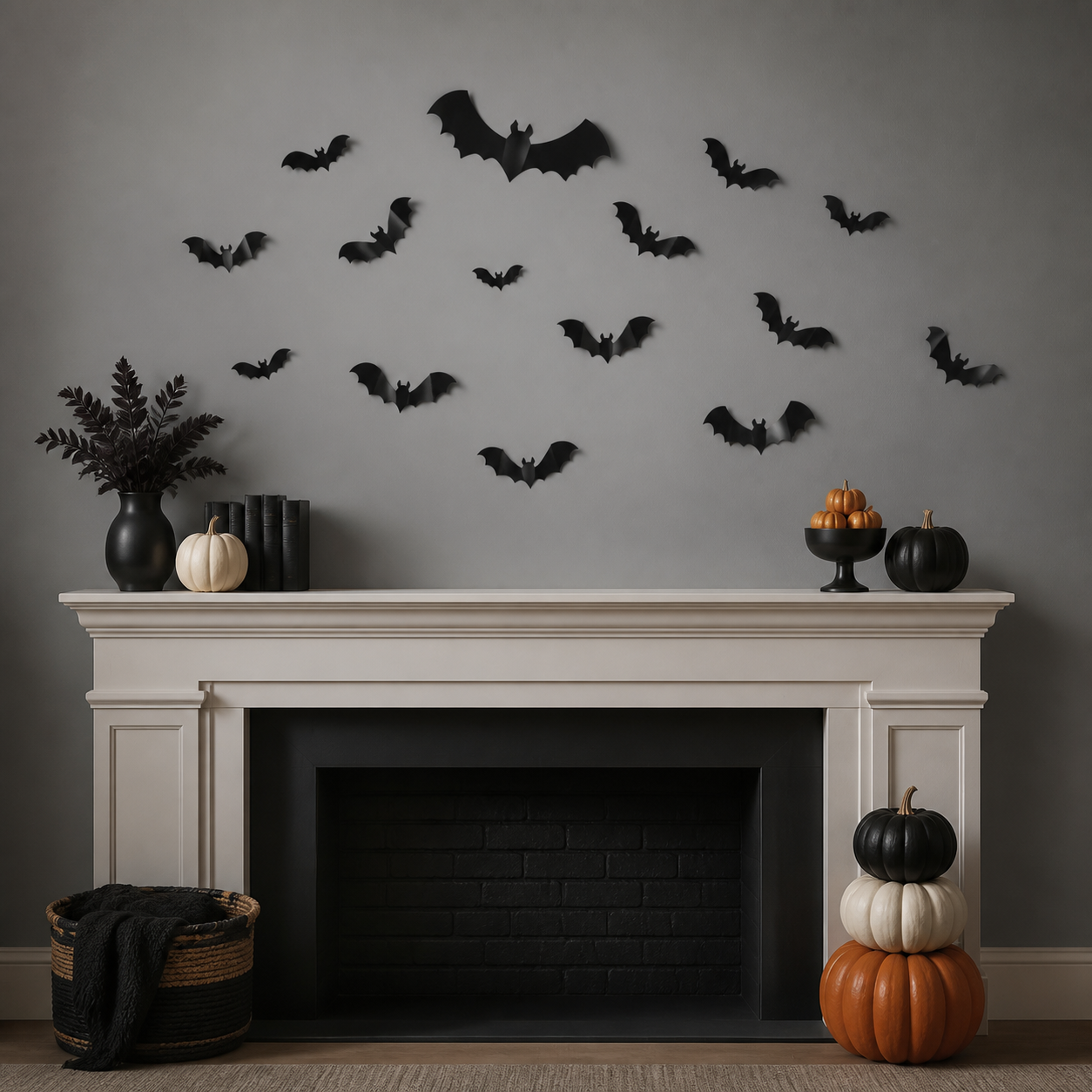 Kit de 30 chauves-souris murales noires 3D