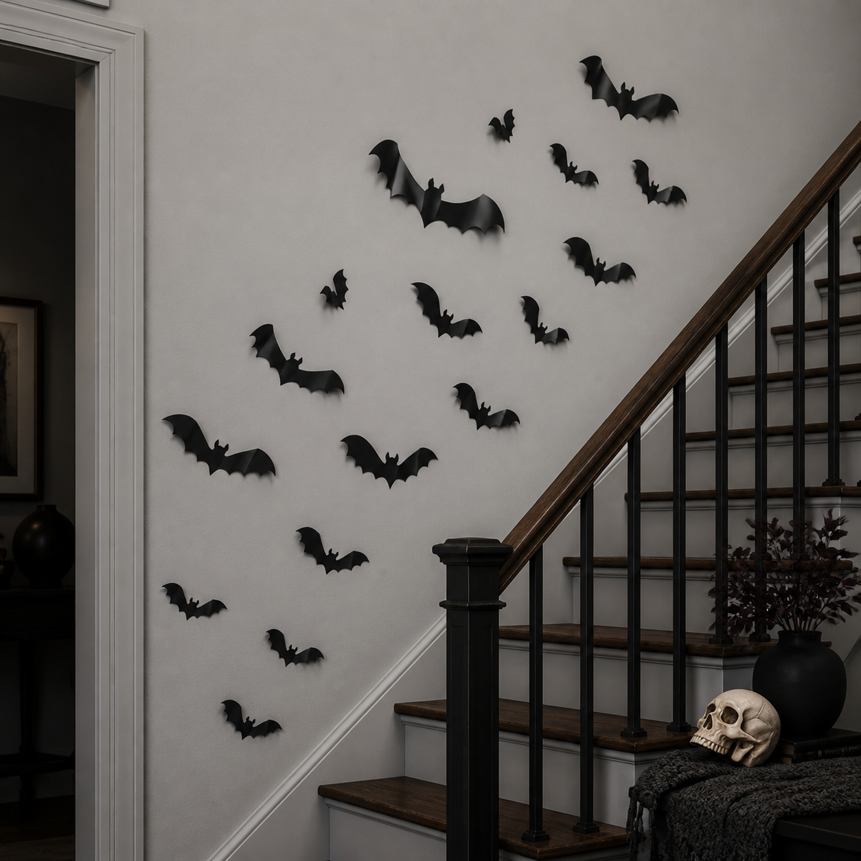 Kit de 30 chauves-souris murales noires 3D