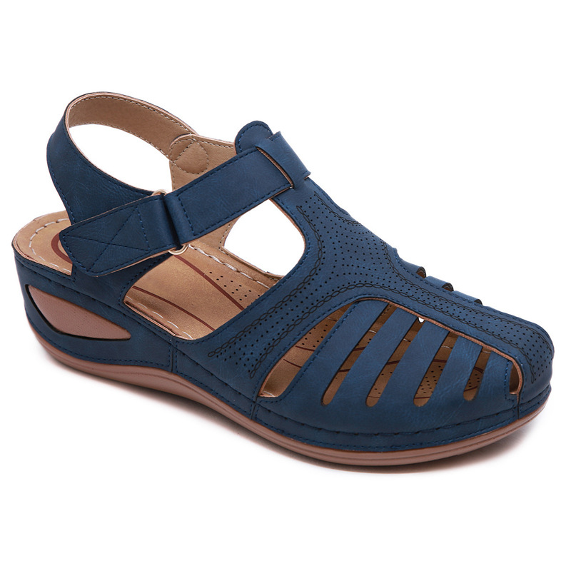 Sandalia ortopédica azul con cuña
