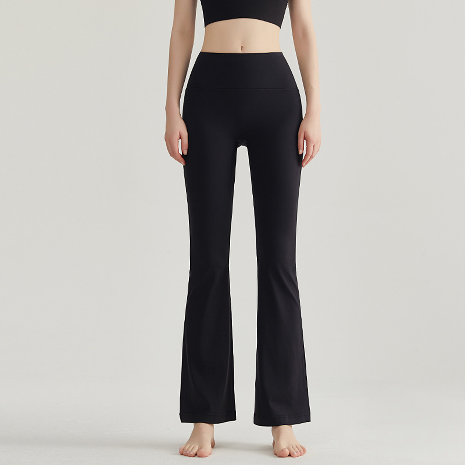 Women's high-waisted flare yoga pants - Black