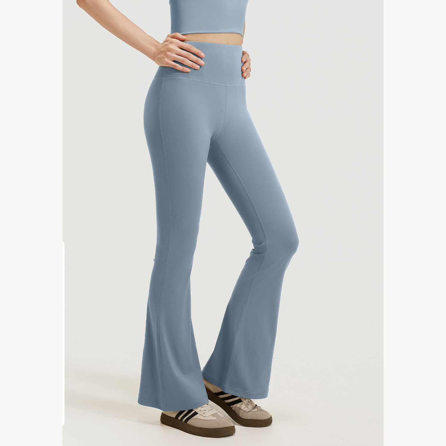 Women's high-waisted flare yoga pants - Mist Blue