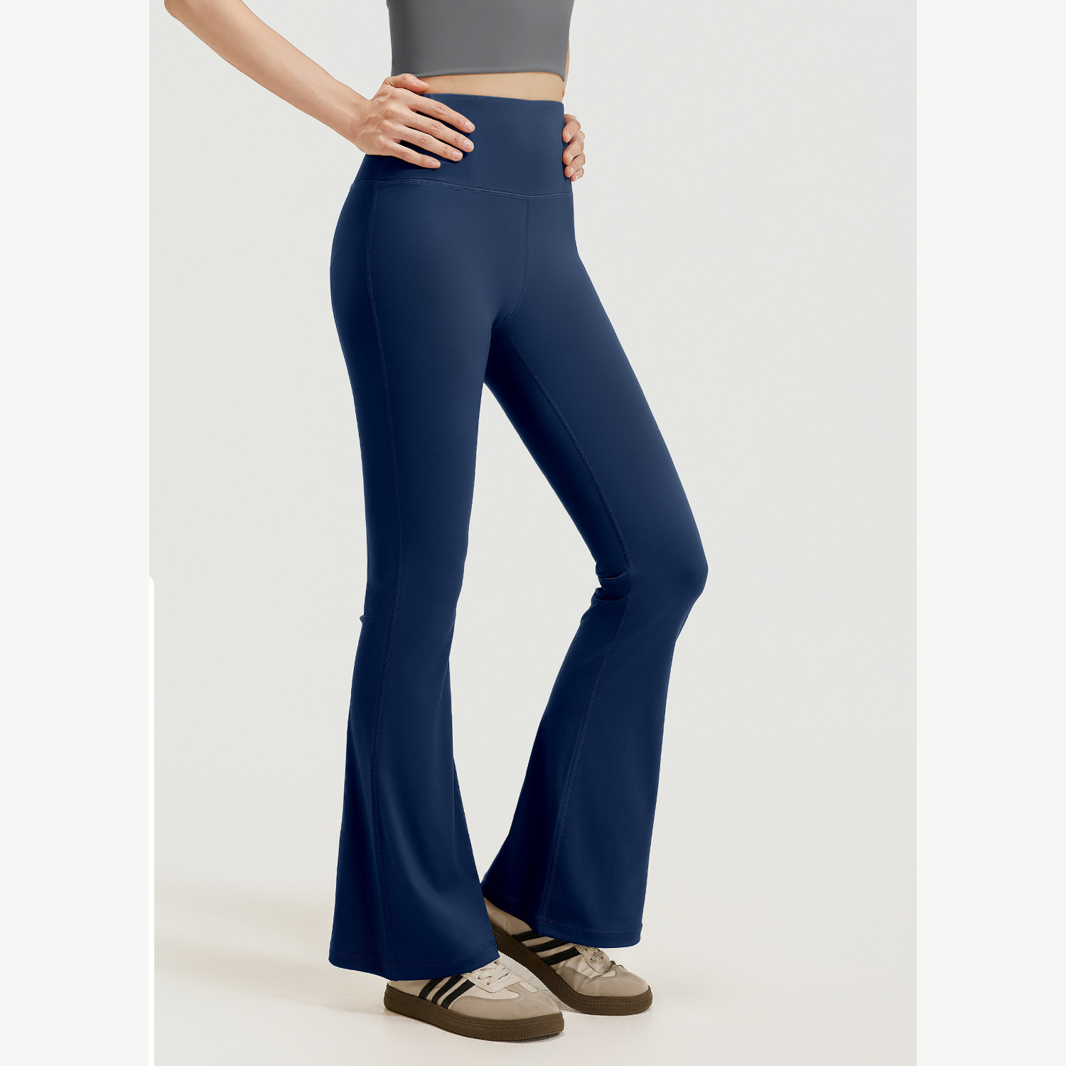 Women's high-waisted flare yoga pants - Whale Blue