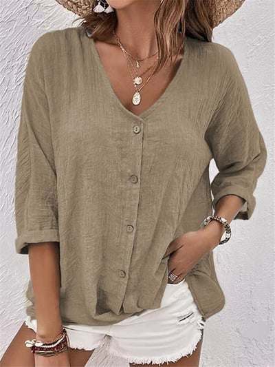 Weites Damen-Shirt mit V-Ausschnitt