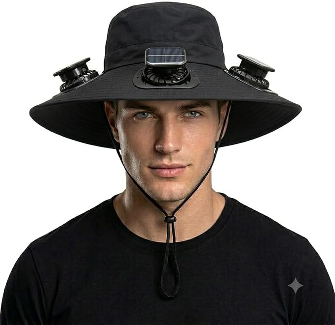 Chapeau solaire ventilé à 3 ventilateurs