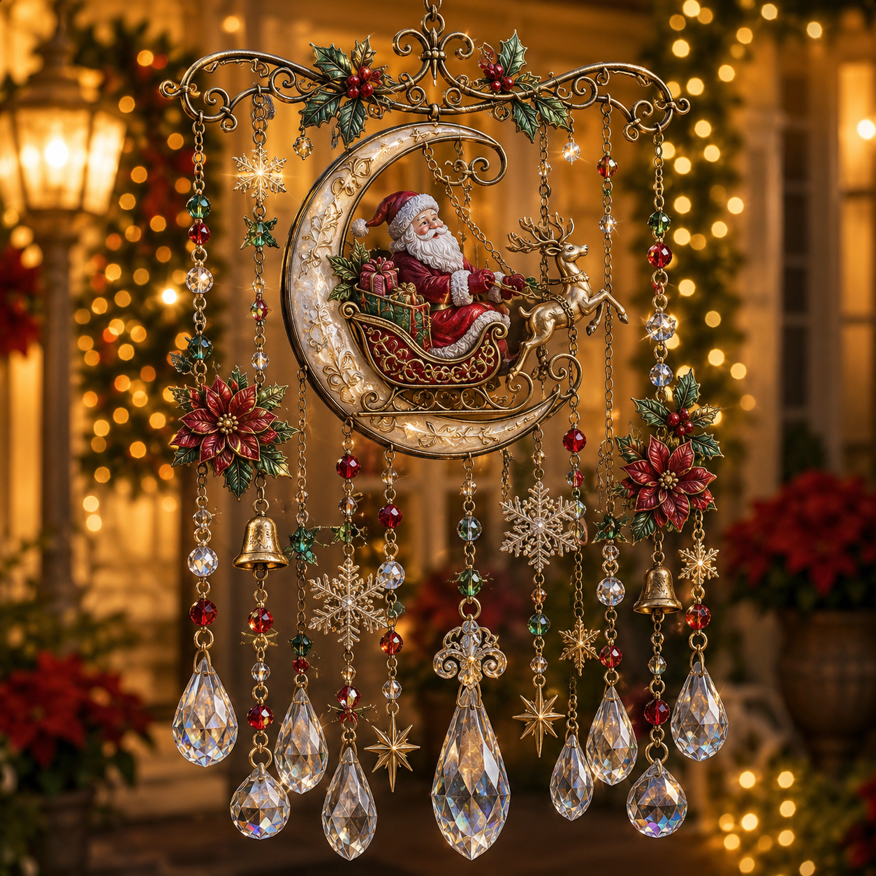 Carillon de Noël en cristal aux motifs festifs
