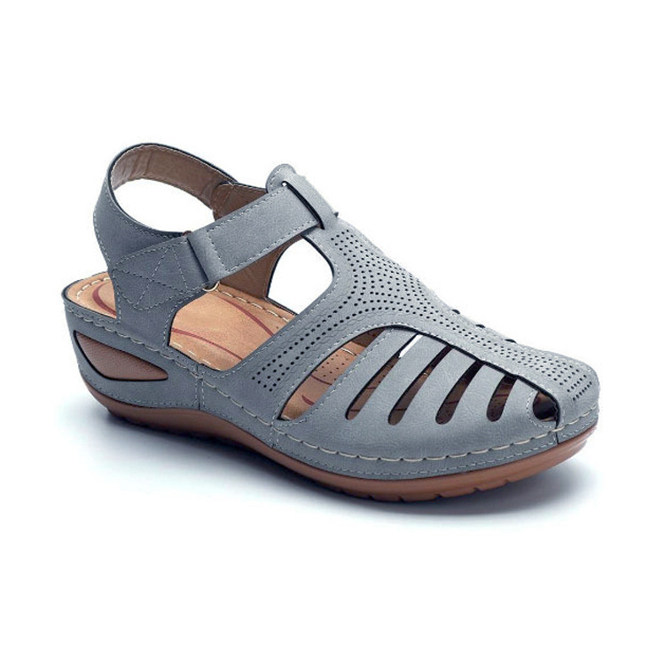 Sandalia ortopédica gris con cuña