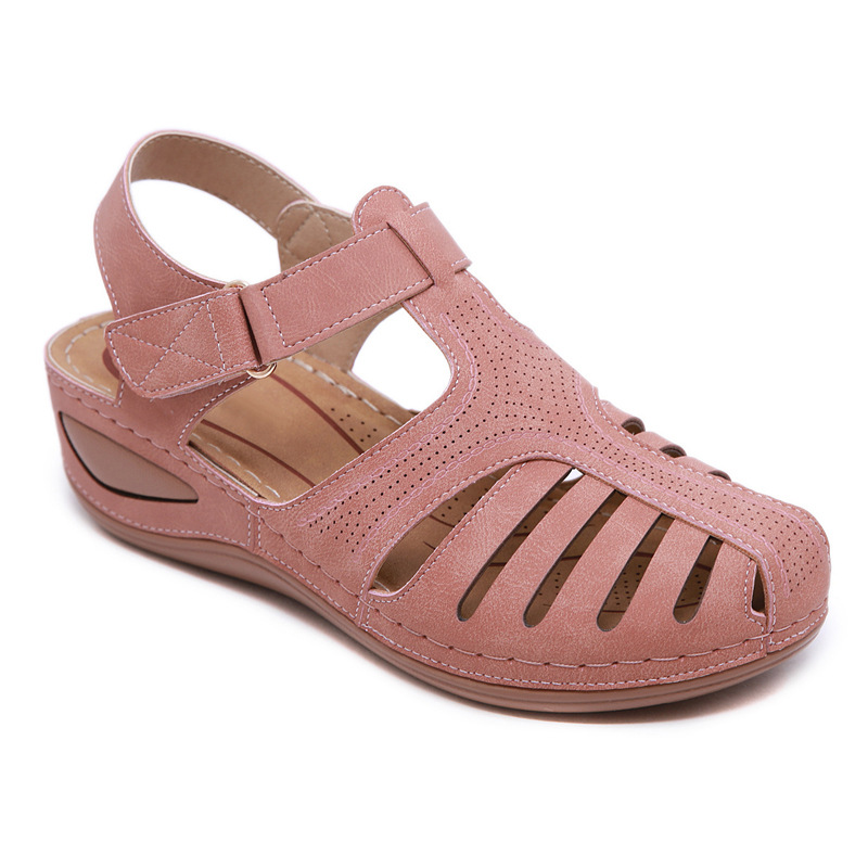 Sandalia ortopédica rosa con cuña
