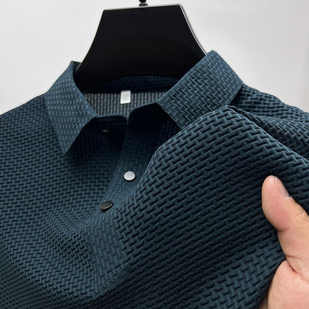 Polo homme en maille texturée — bleu