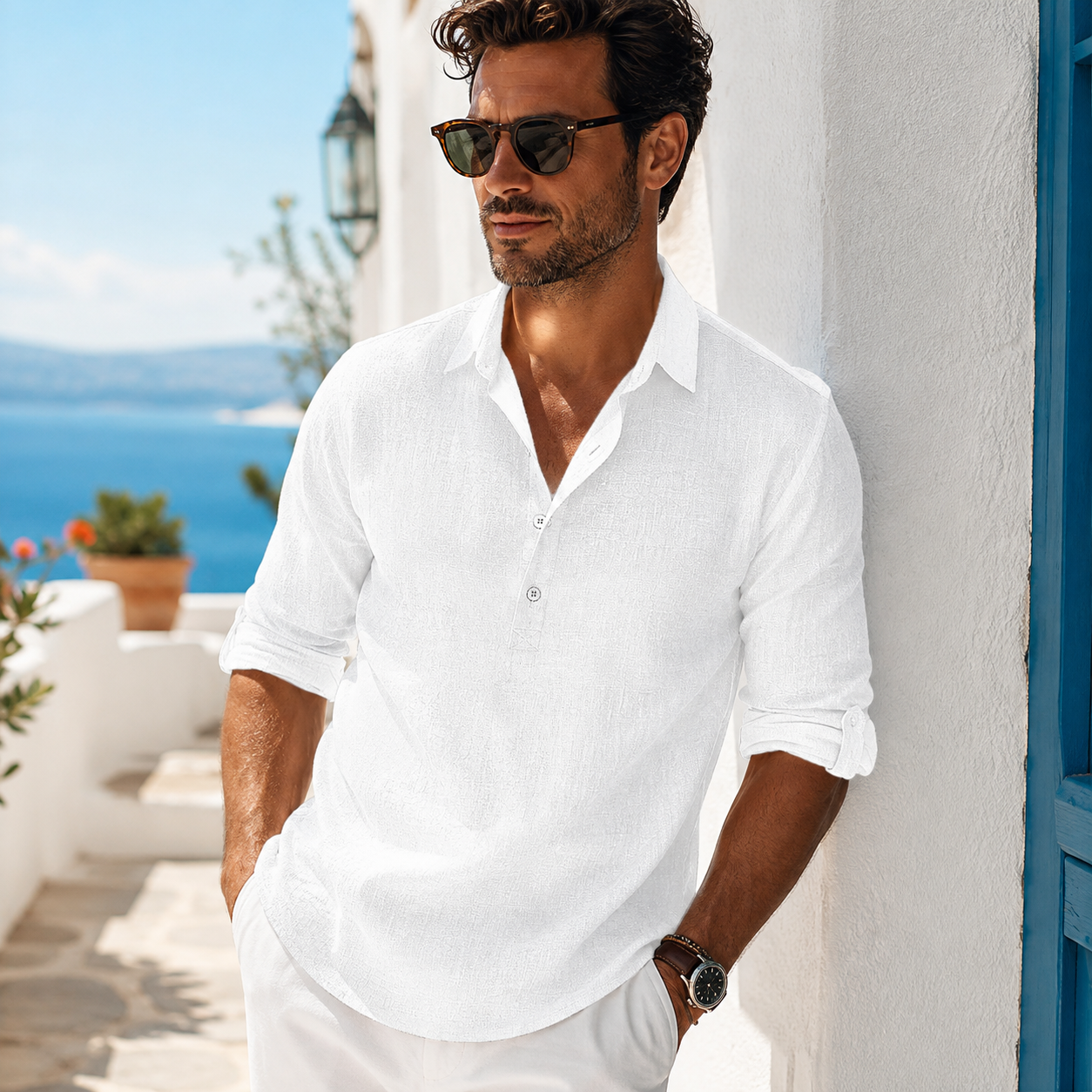 🌿 Chemise Homme Décontractée Texturée – Légère, Respirante & Élégante pour l’Été ☀️