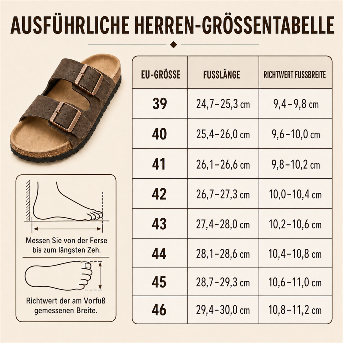 Anatomische Sandalen mit zwei verstellbaren Riemen