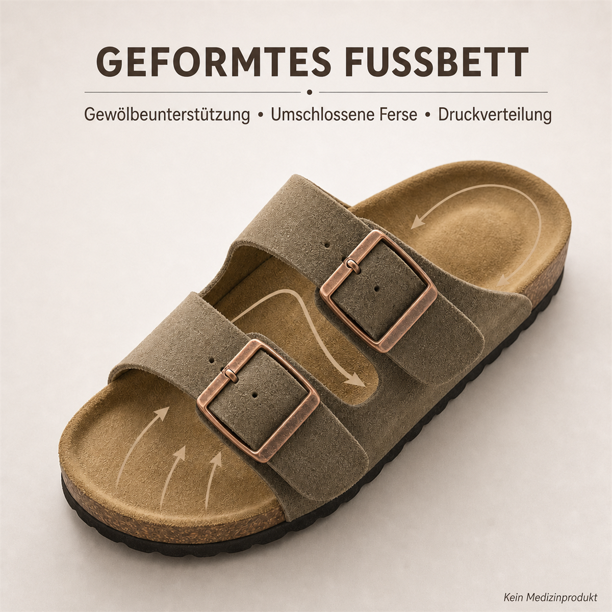 Anatomische Sandalen mit zwei verstellbaren Riemen –Details