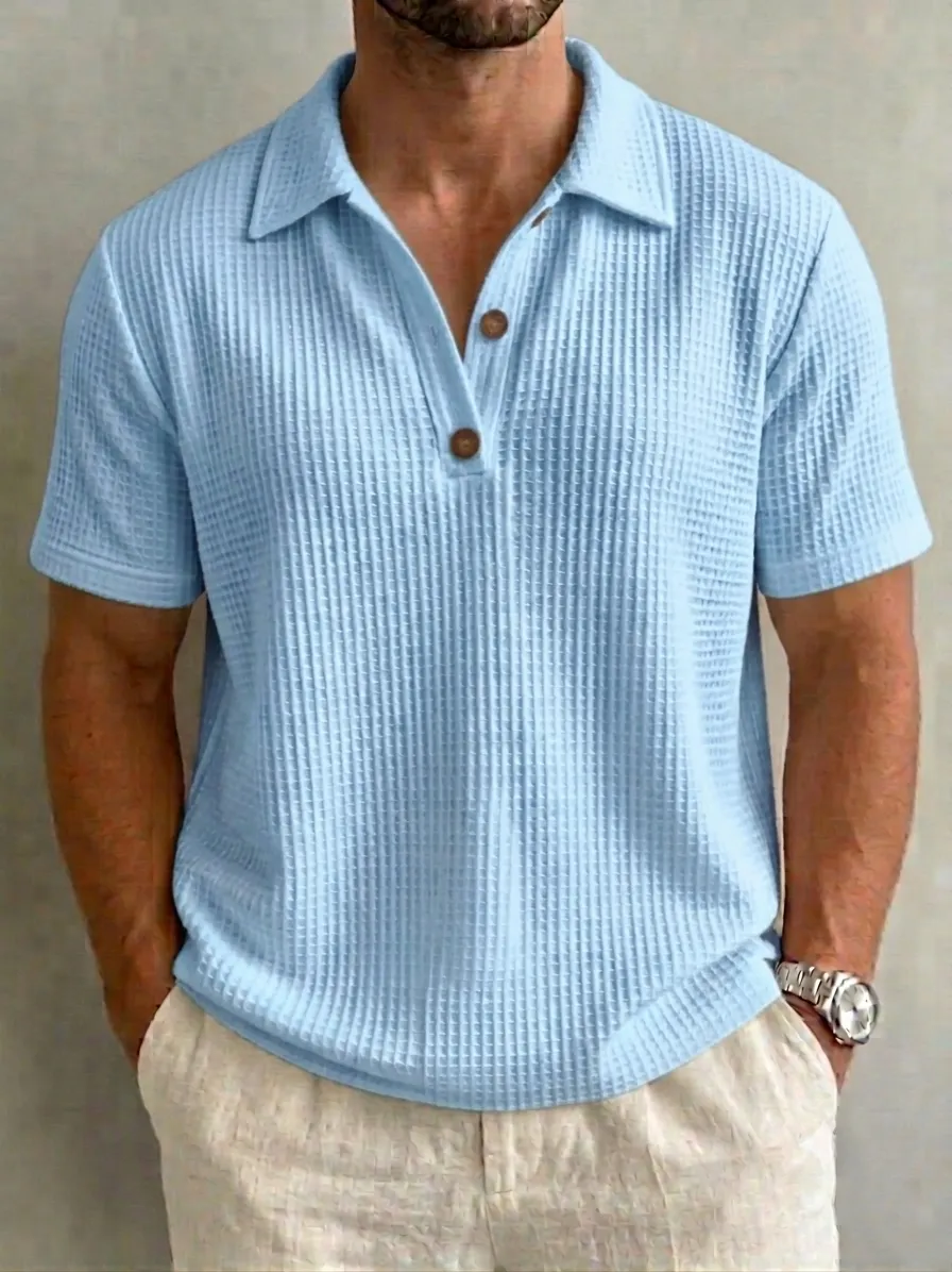 ☀️ Polo Homme Texturé Respirant – Élégance Décontractée & Confort Estival 👕🇫🇷