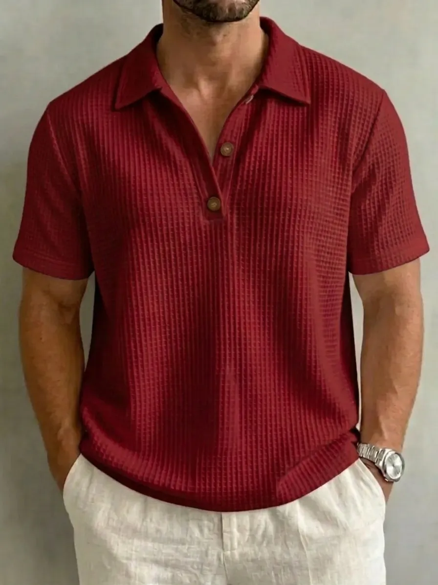 ☀️ Polo Homme Texturé Respirant – Élégance Décontractée & Confort Estival 👕🇫🇷
