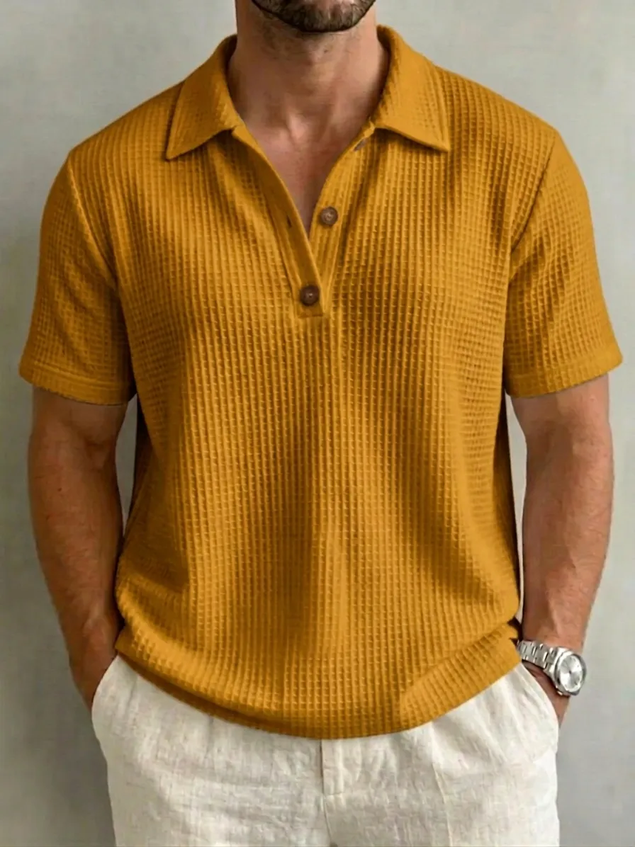 ☀️ Polo Homme Texturé Respirant – Élégance Décontractée & Confort Estival 👕🇫🇷