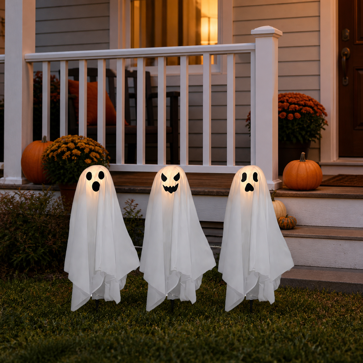 Ensemble de 3 fantômes lumineux de jardin de 51 cm