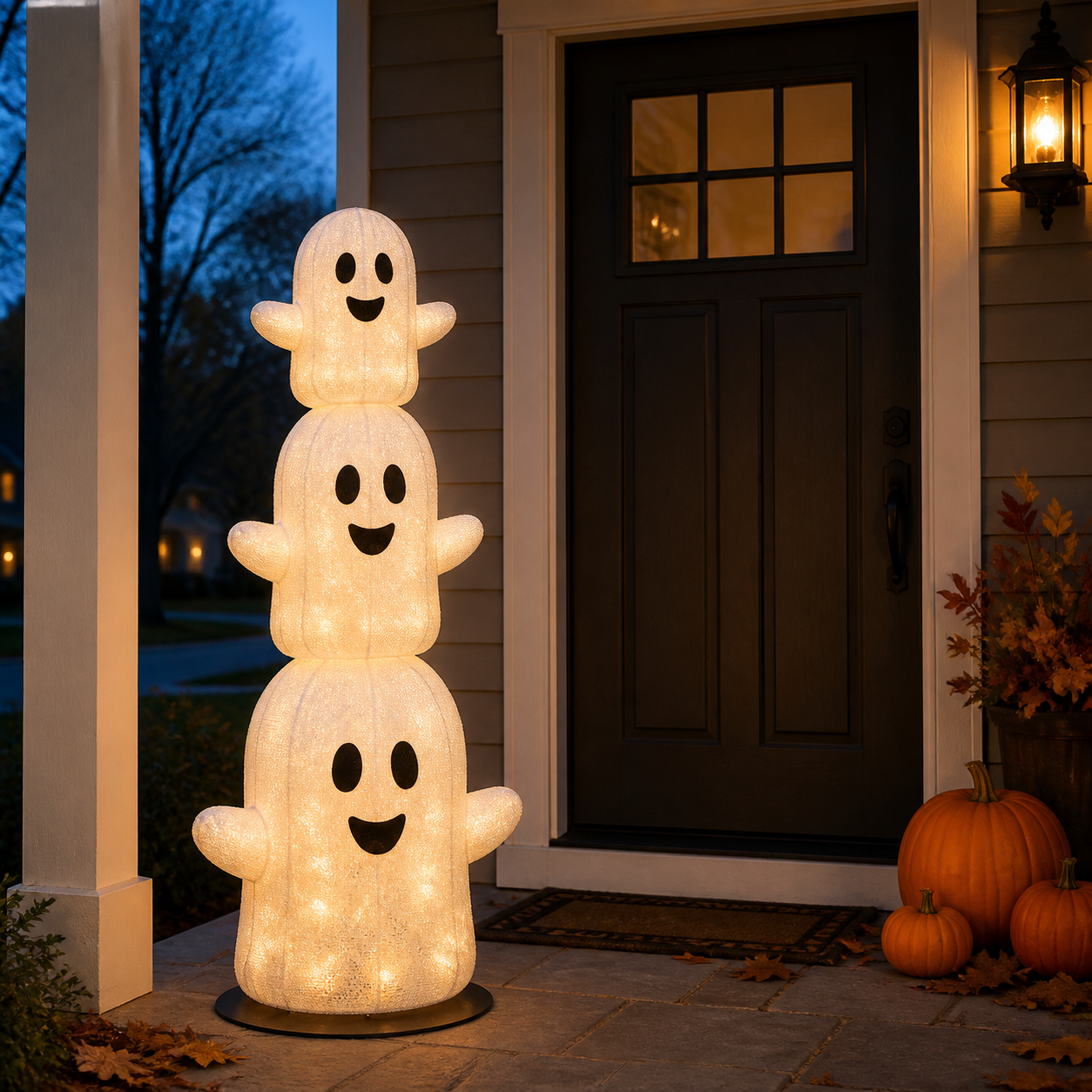 👻 Trio de fantômes lumineux empilés de 1,52 m ✨