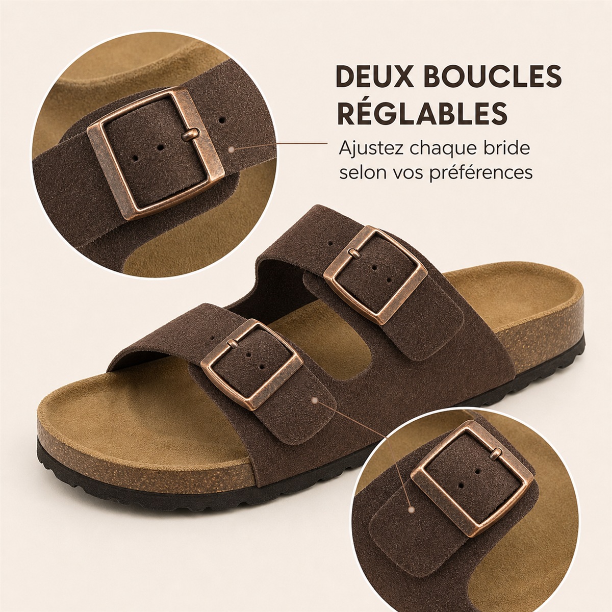 D&eacute;tail des deux brides r&eacute;glables