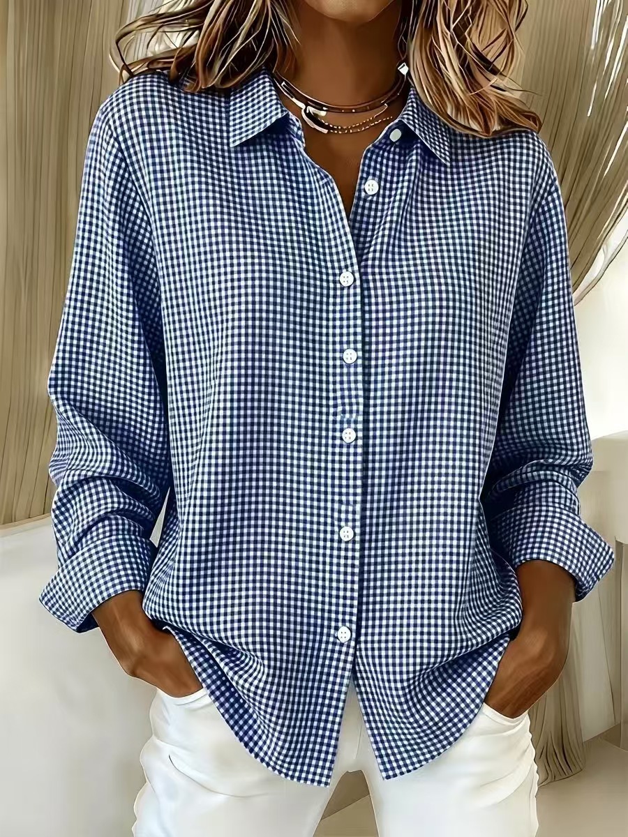 ✨ Chemise à Carreaux Élégante Femme – Coupe Décontractée & Confort Chic
