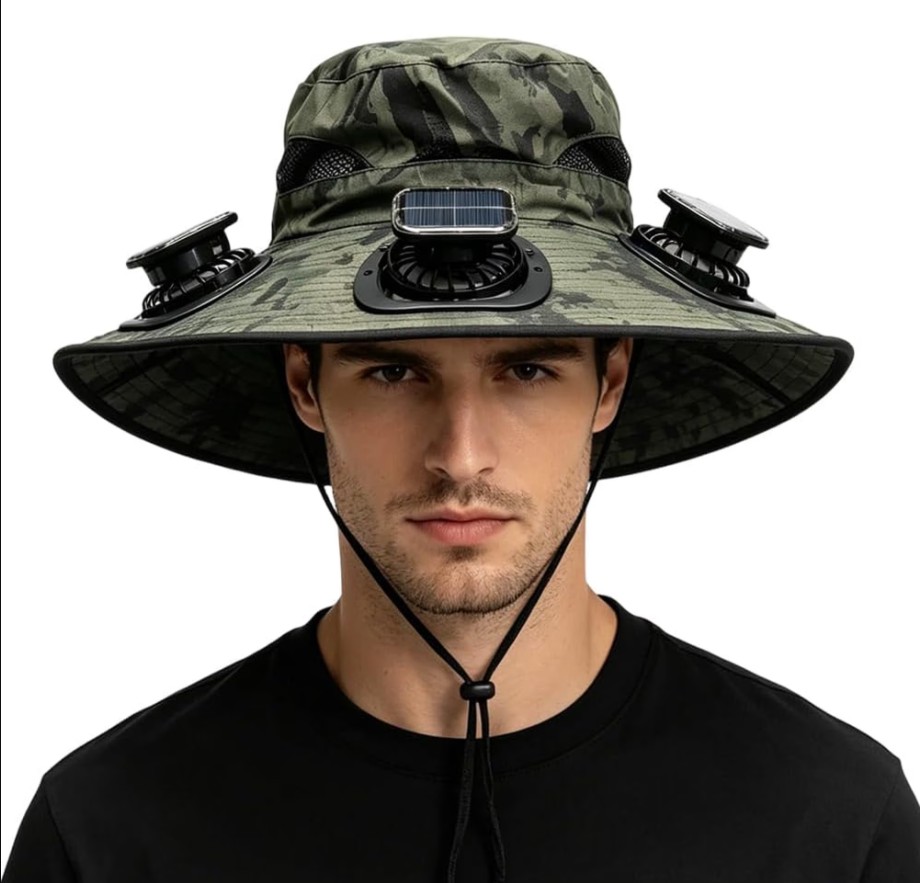 Chapeau solaire ventilé à 3 ventilateurs