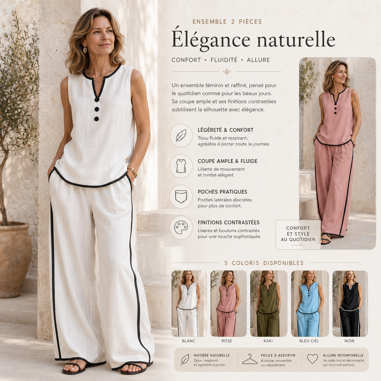 ✨ Ensemble Femme 2 Pi&egrave;ces &ndash; &Eacute;l&eacute;gance D&eacute;contract&eacute;e & Confort au Quotidien
